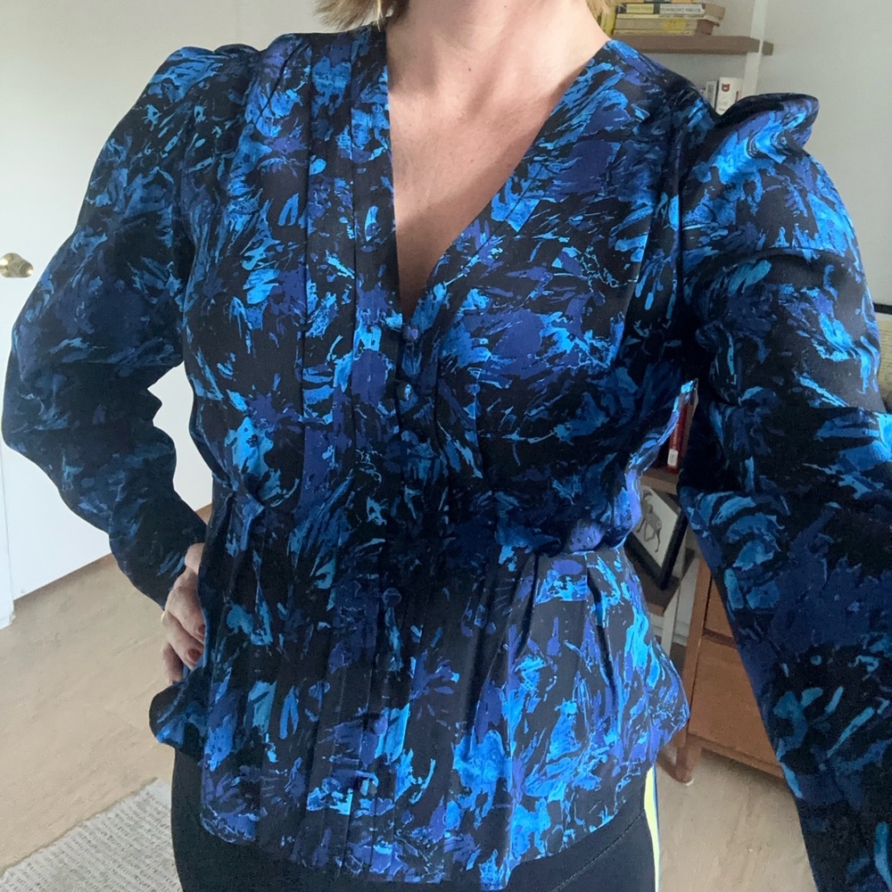 The Kooples Blue Silk Blouse SMALL